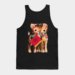 Vintage Reindeer Cute and Cuddled Together Tank Top